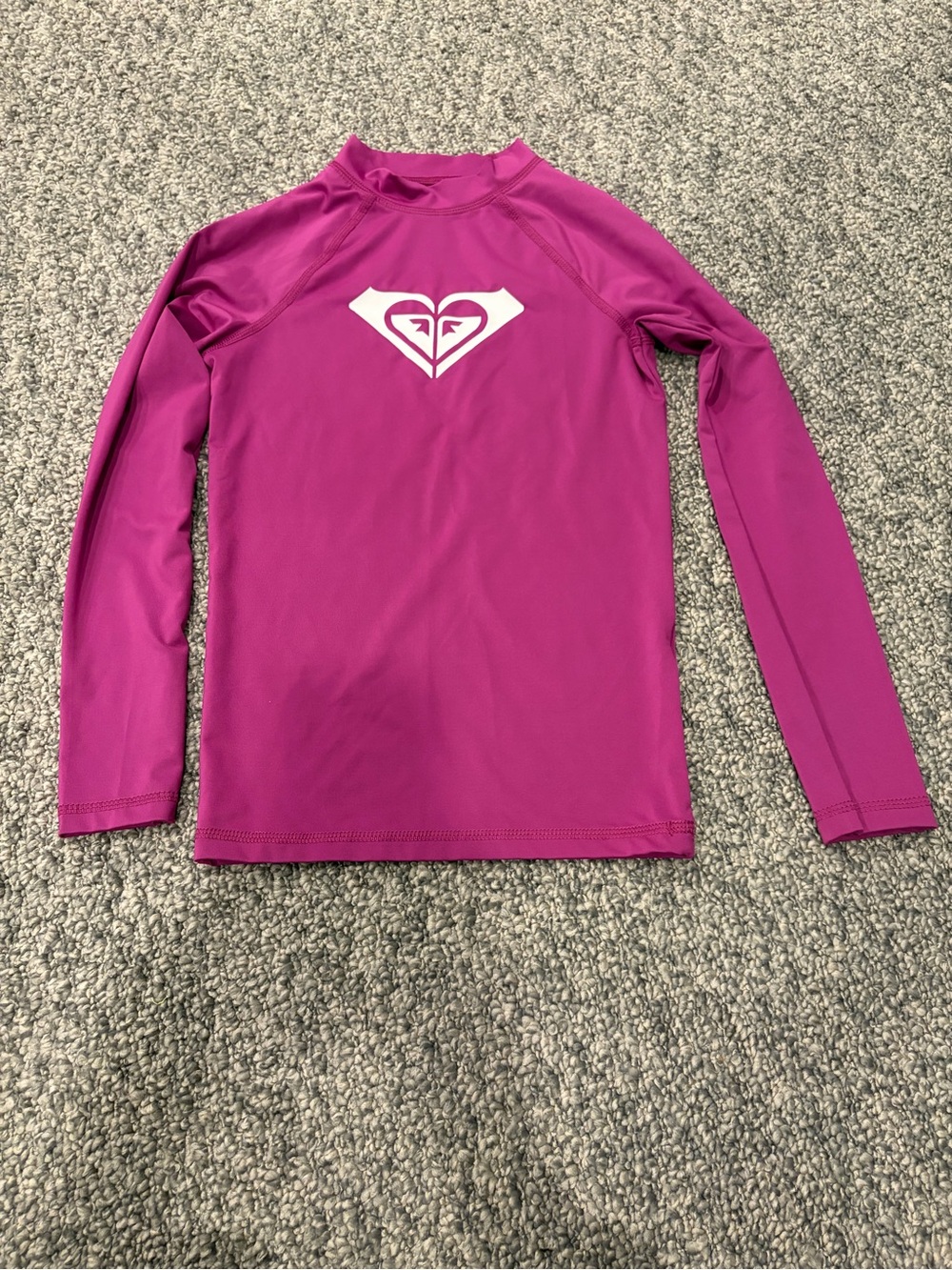 Roxy Girls' Fuchsia Long-Sleeve Rash Guard with White Logo